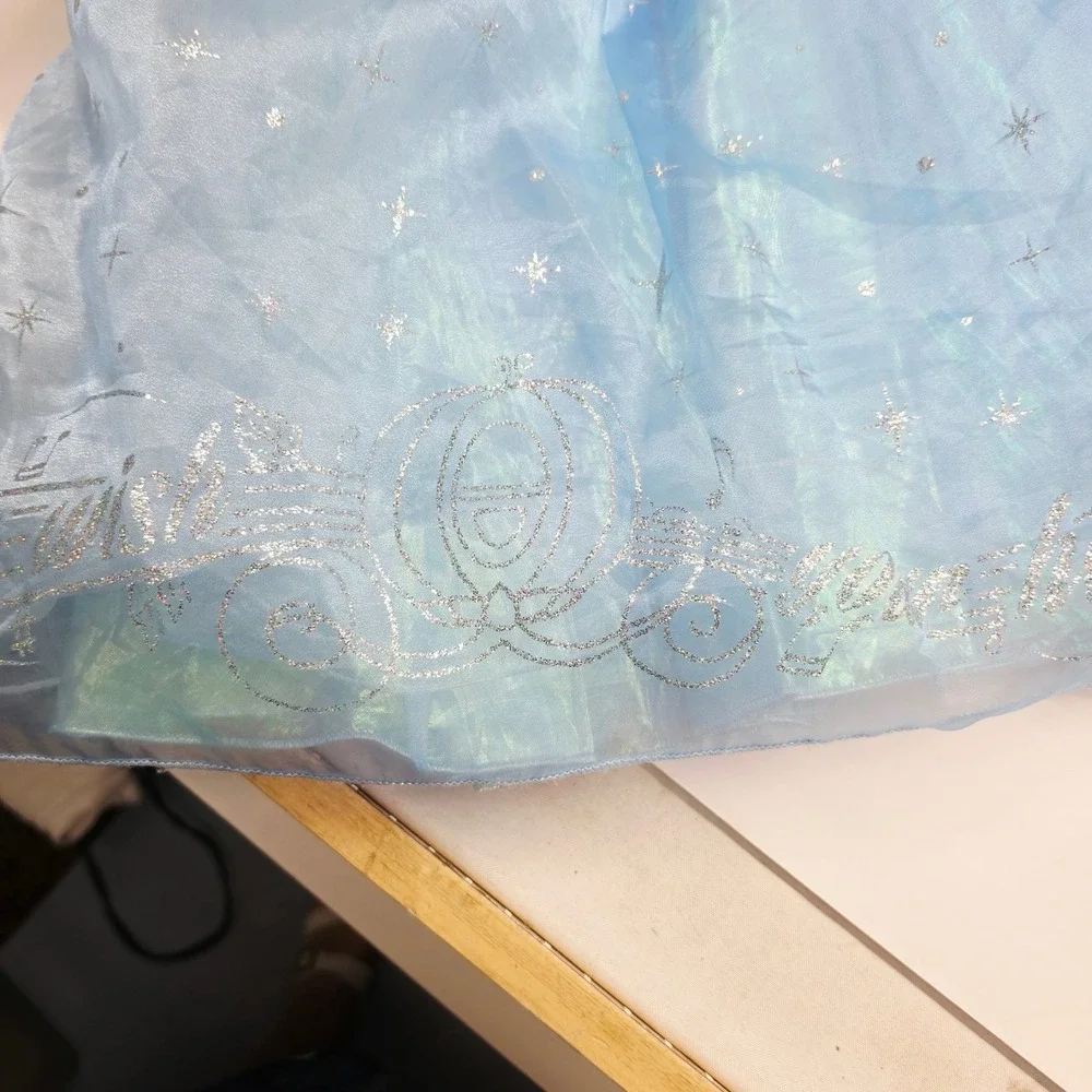 Disney Store Cinderella Costume Dress Kids 5/6 Blue Excellent Sparkly Cameo